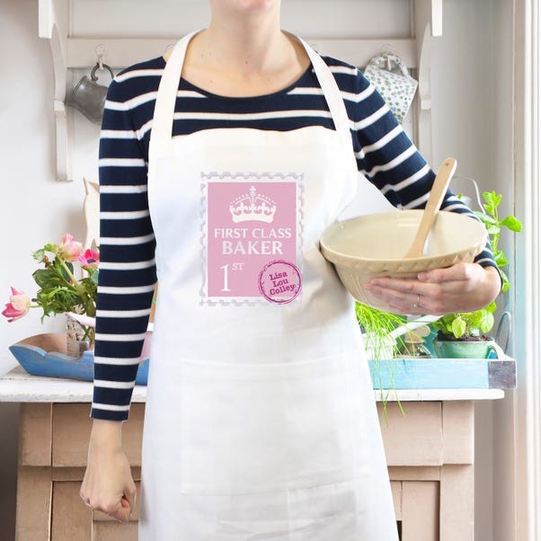Personalised 1st Class Apron Pink image 1 of 5
