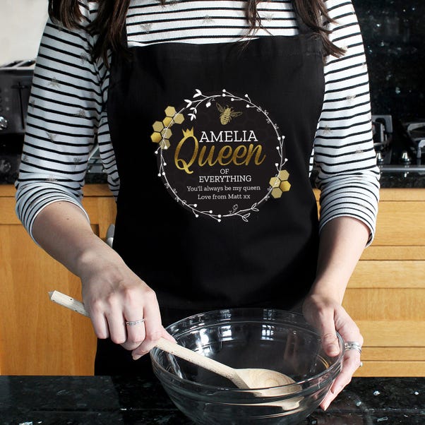 Personalised Queen Bee Black Apron image 1 of 4