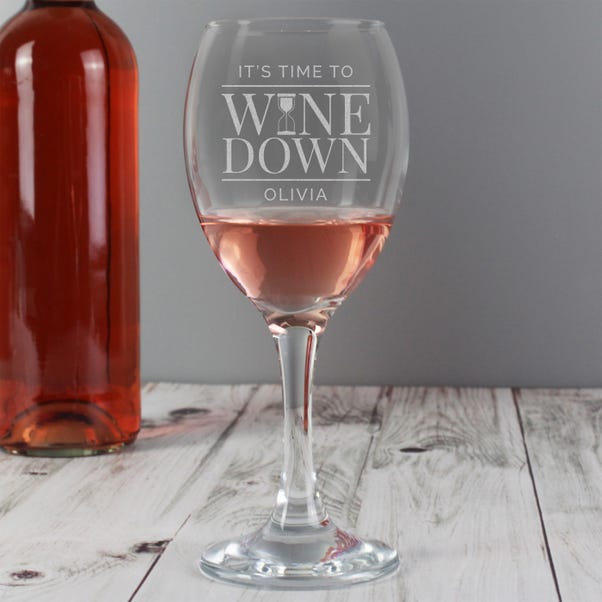 Personalised It's Time to Wine Down Wine Glass image 1 of 3