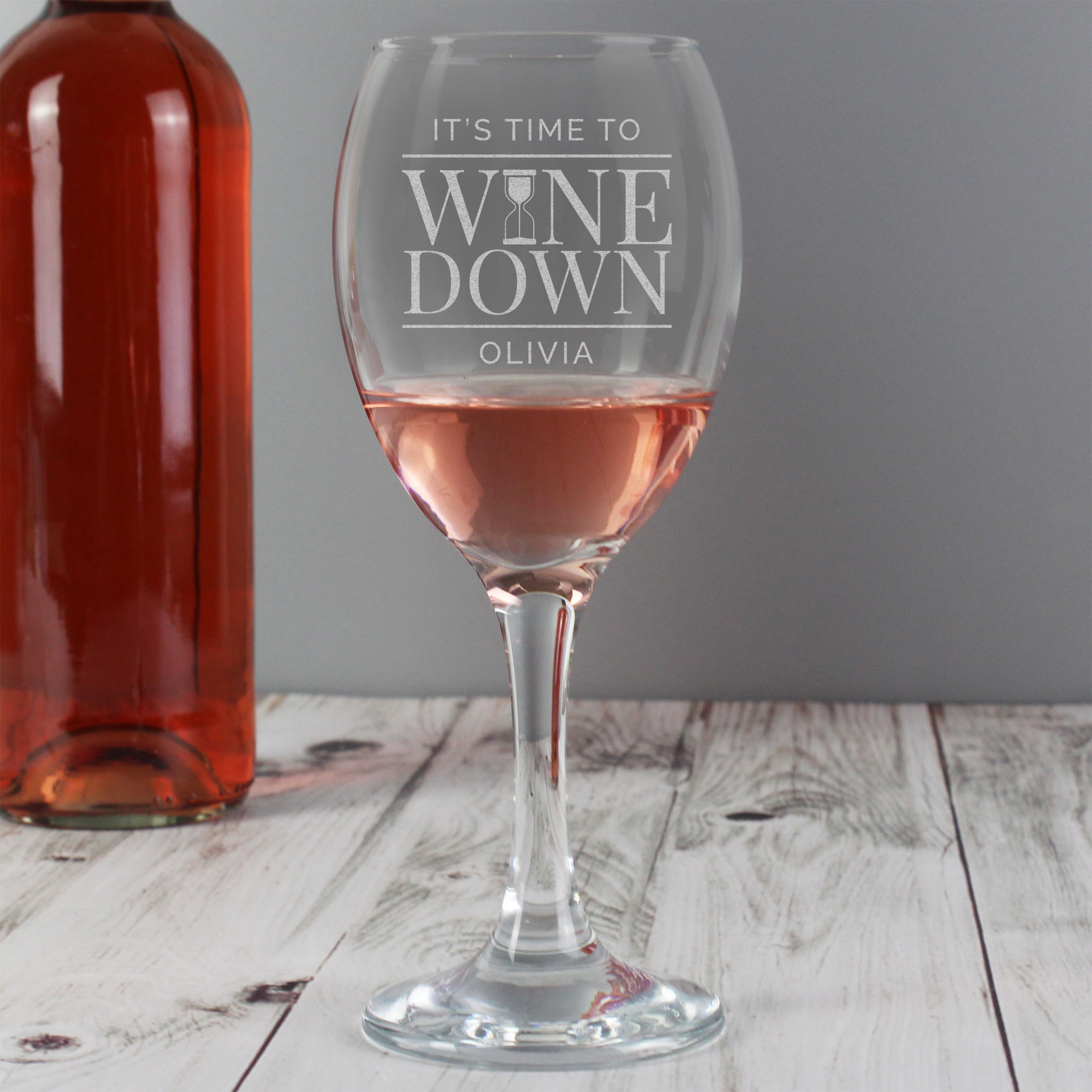 Personalised It's Time to Wine Down Wine Glass