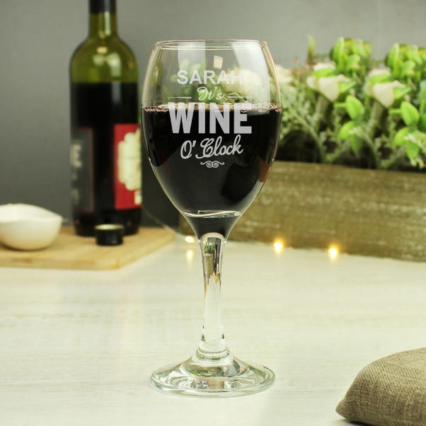 Personalised Wine OClock Engraved Wine Glass image 1 of 4
