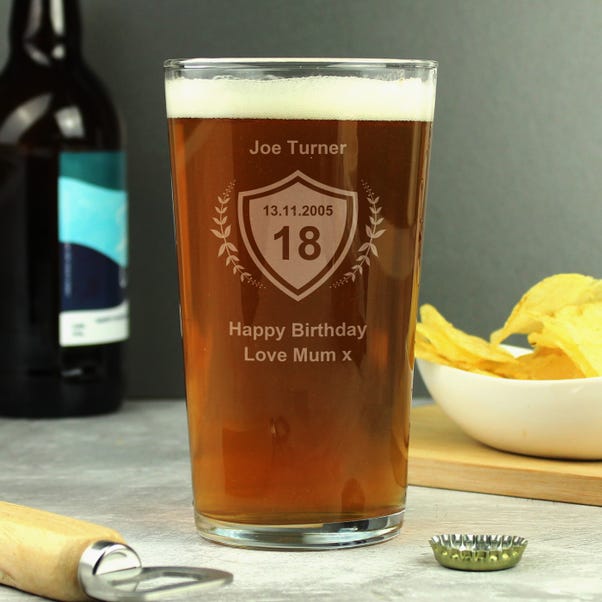 Personalised Age Crest Pint Glass image 1 of 3