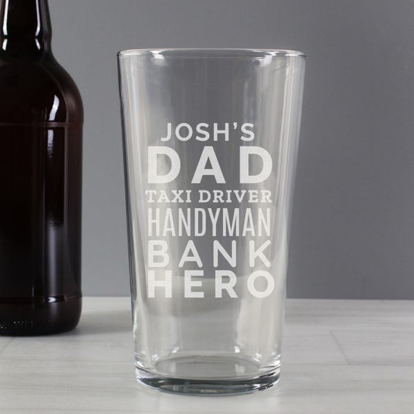 Personalised Dad Jobs Pint Glass image 1 of 3