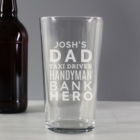 Personalised Dad Jobs Pint Glass