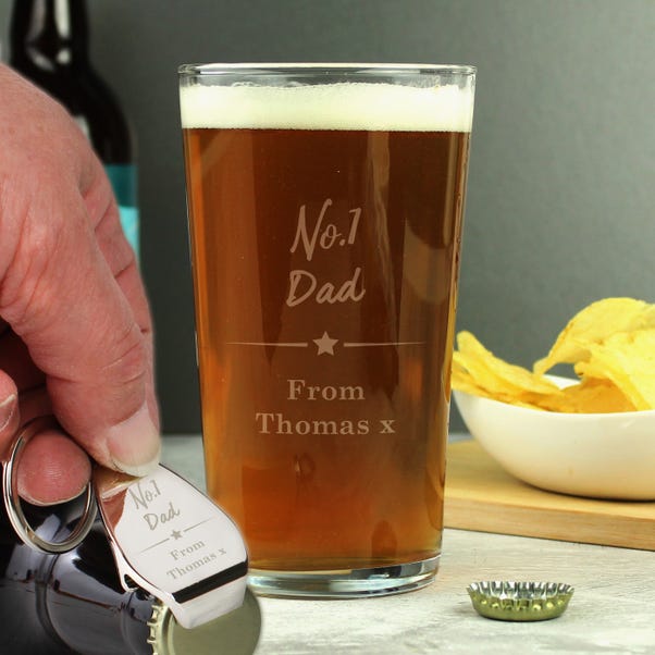 Personalised No1 Pint glass and Bottle Opener Set image 1 of 5