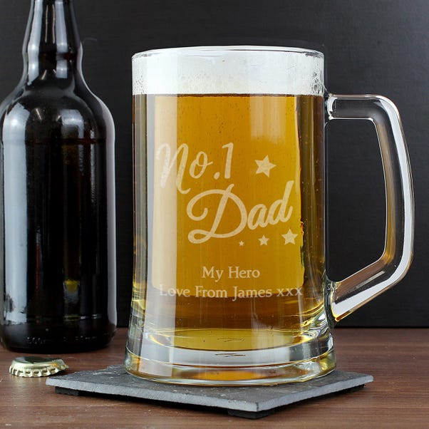 Personalised No1 Dad Glass Pint Stern Tankard image 1 of 3