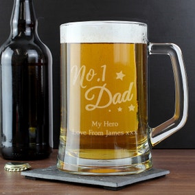 Personalised No1 Dad Glass Pint Stern Tankard