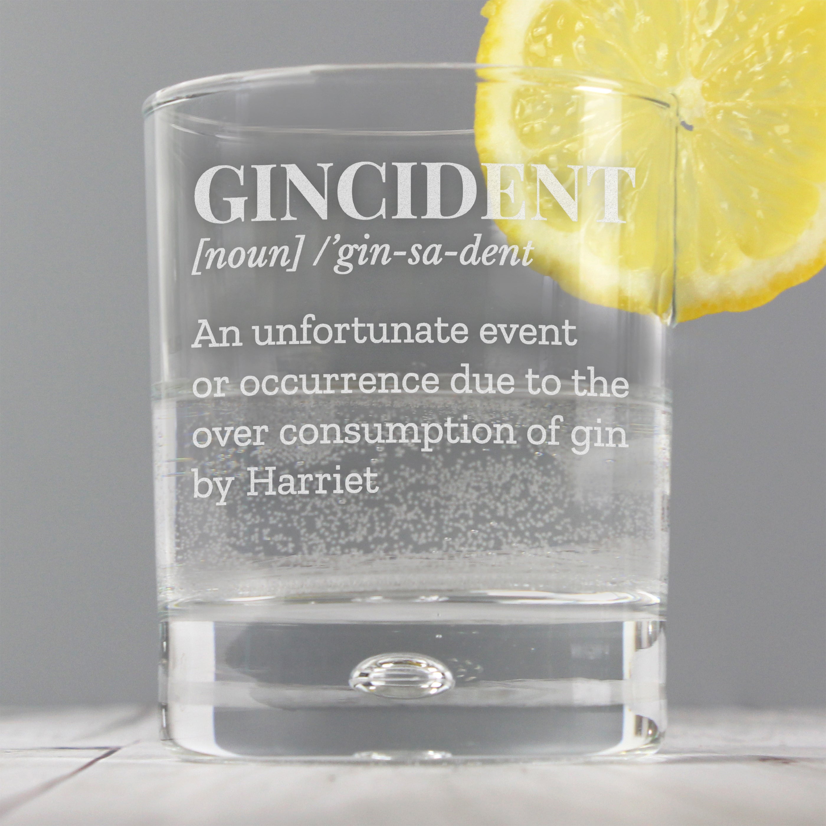 Personalised Gincident Bubble Base Tumbler Clear