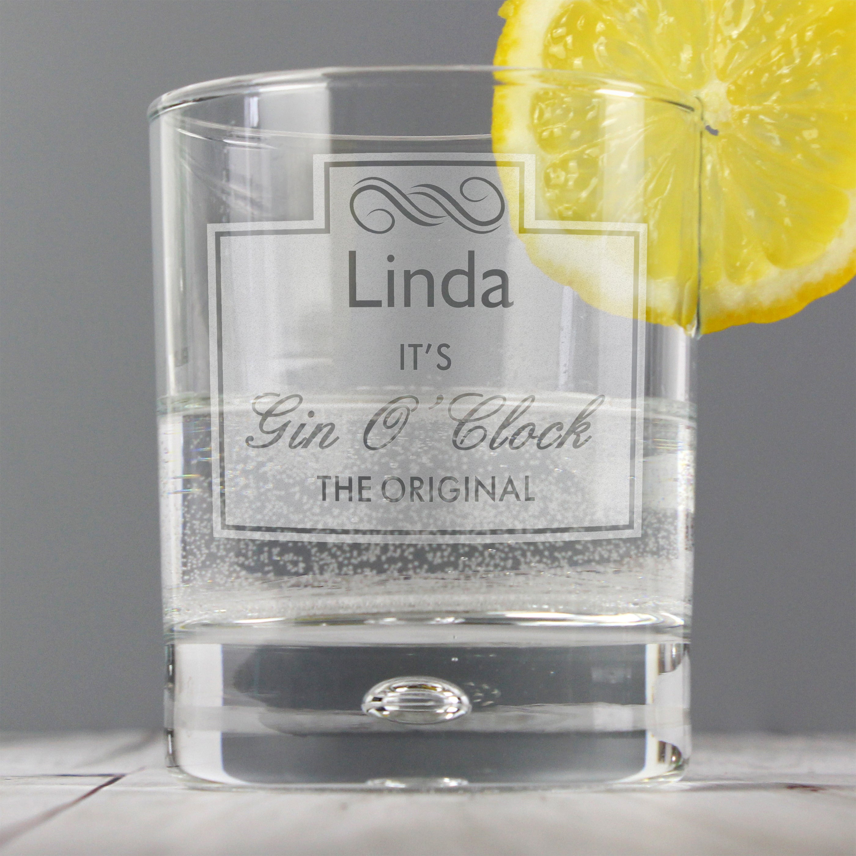 Personalised Gin Oclock Bubble Base Tumbler Clear