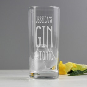 Personalised Gin and Tonic Hi Ball Glass