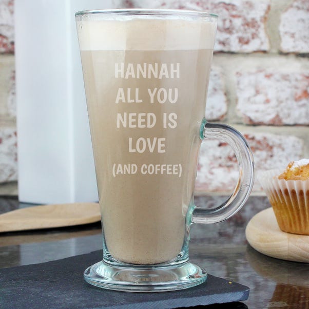 Personalised All You Need Is Love Latte Glass image 1 of 3