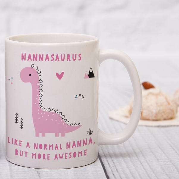 Personalised More Awesome Pink Dinosaur Mug image 1 of 4