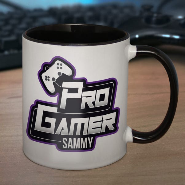 Personalised Pro Gamer Black Handled Mug image 1 of 4