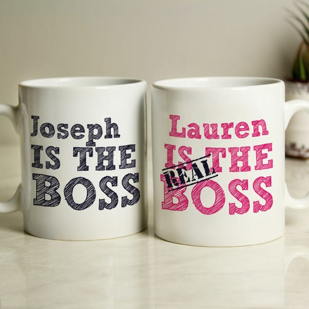 Personalised Set of 2 The Real Boss Mugs image 1 of 3