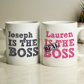 Personalised Set of 2 The Real Boss Mugs