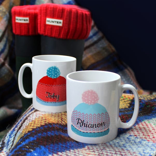 Personalised Set of 2 Woolly Hats Mugs image 1 of 4