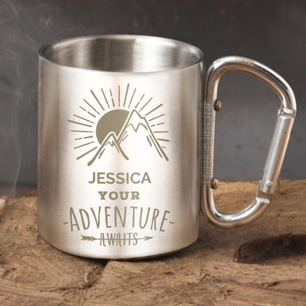 Personalised Adventure Awaits Stainless Steel Mug image 1 of 5
