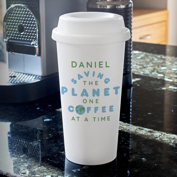 Personalised Saving the Planet Insulated Reusable Travel Cup image 1 of 5