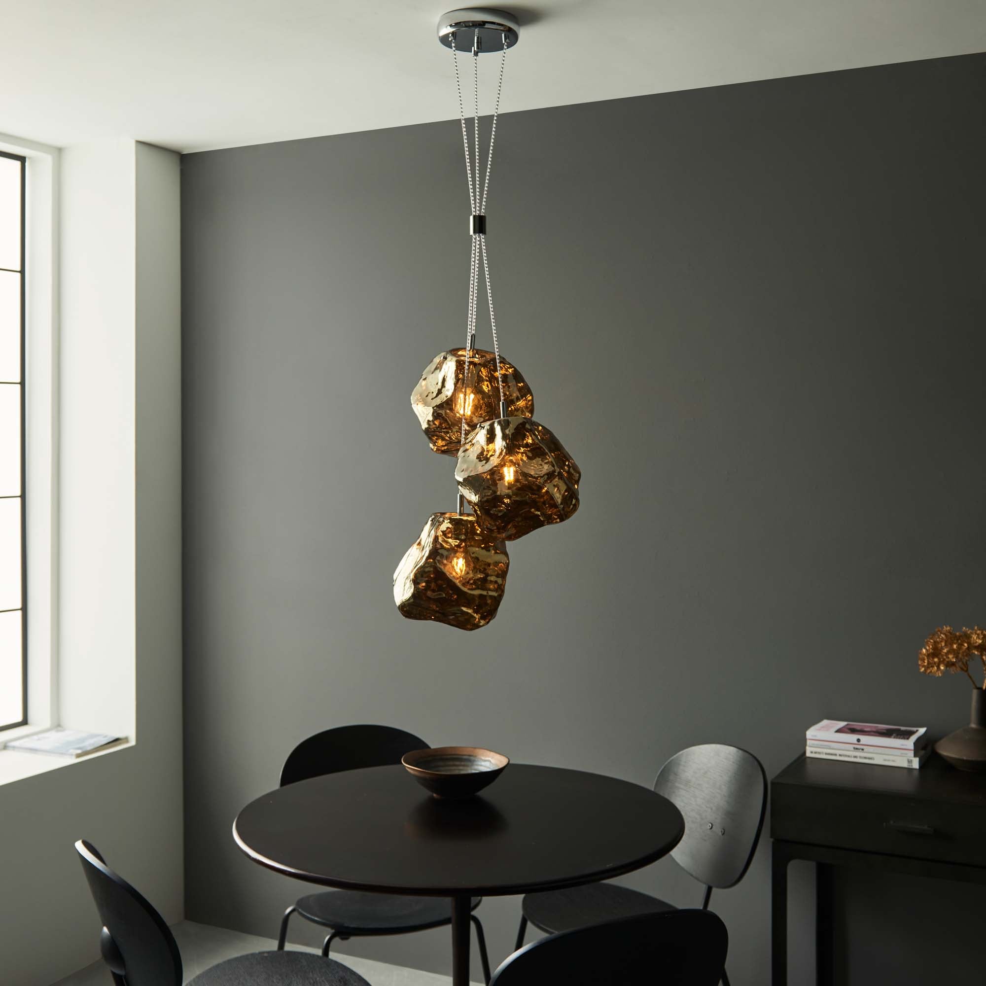 Vogue Omar 3 Light Cluster Ceiling Fitting Gold