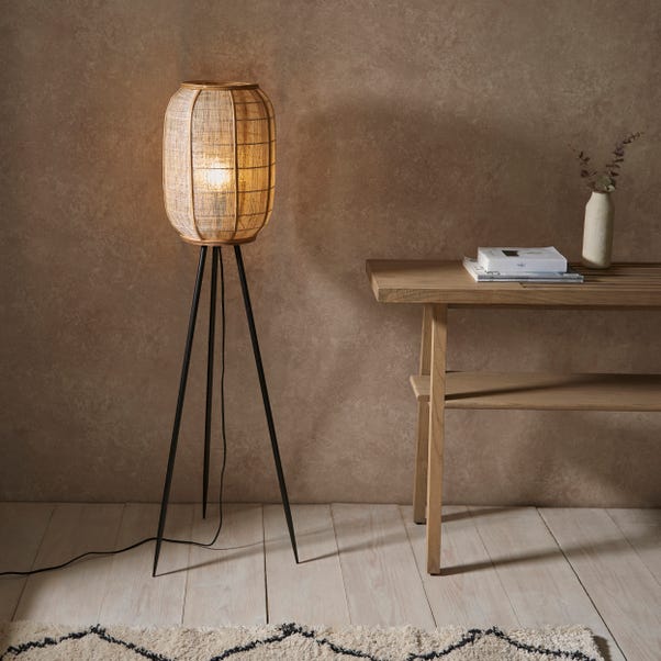 Vogue Zen Linen and Bamboo Floor Lamp image 1 of 7