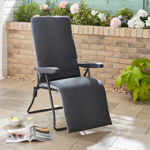 Padded Foldable Charcoal Lounger image 1 of 2
