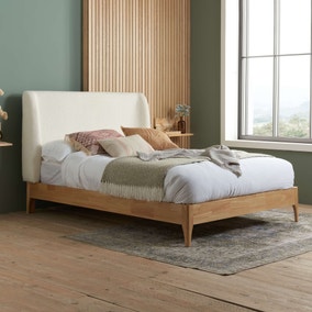 Halfden Boucle and Wooden Bed Frame