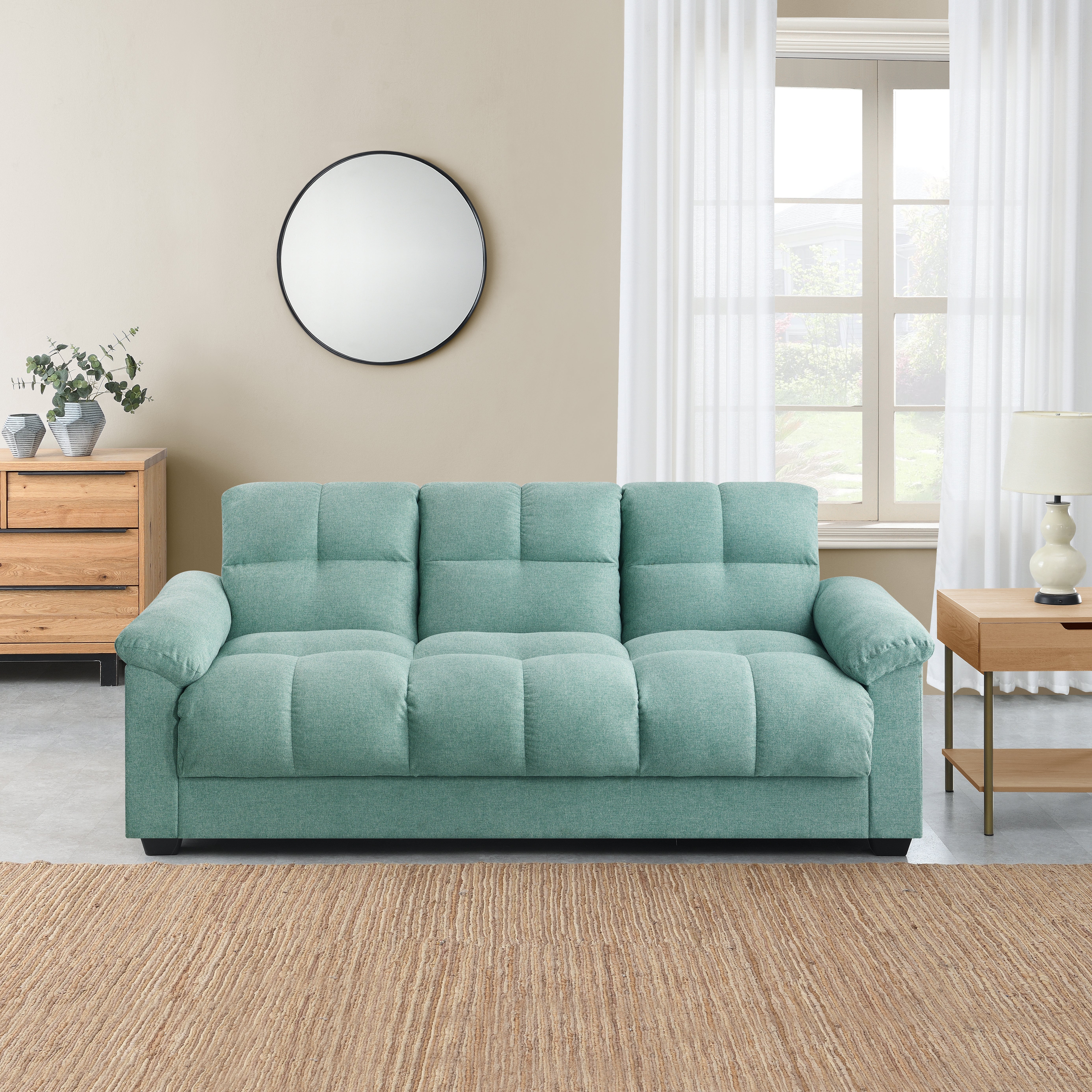 Margo Fabric With Storage Double Sofa Bed Marina Blue