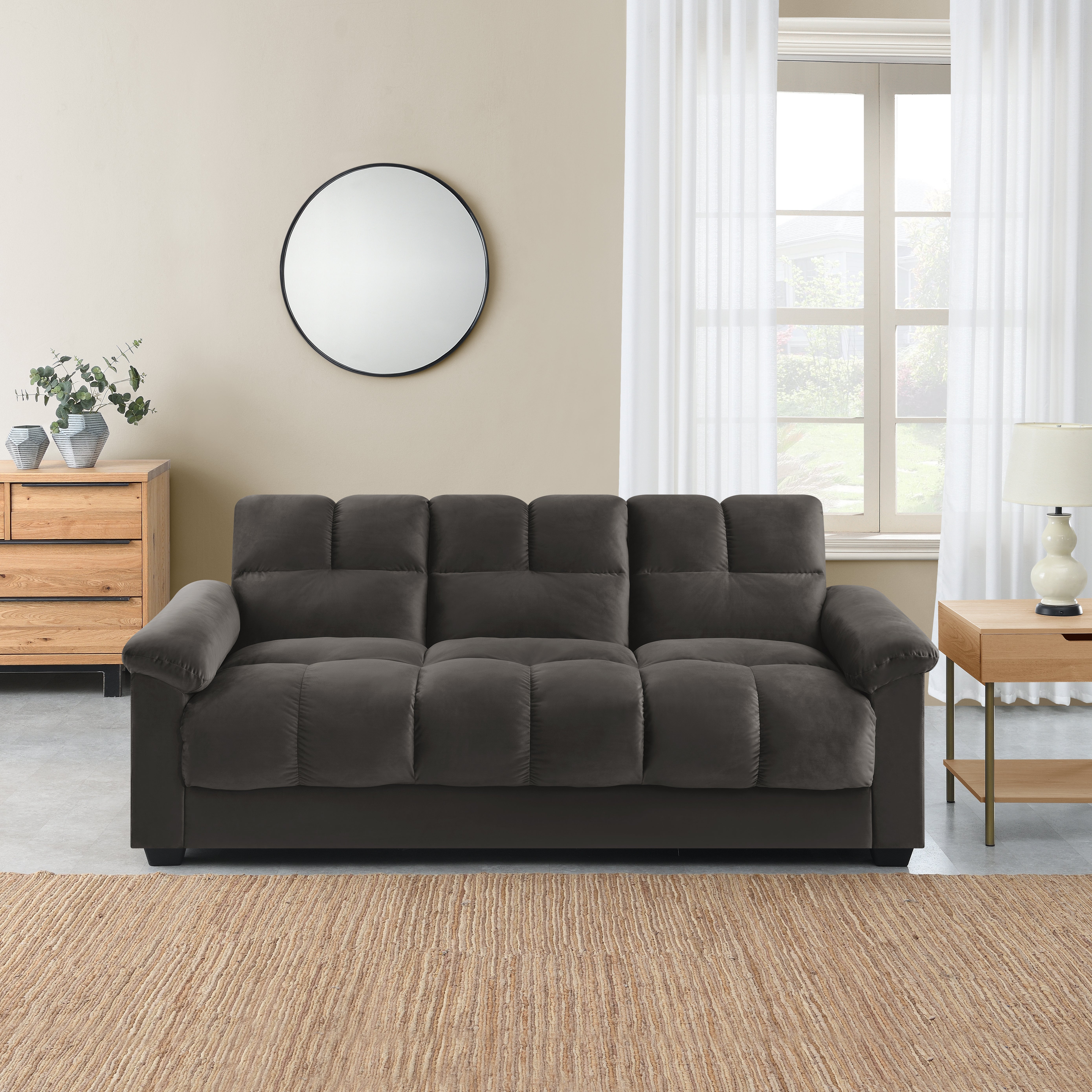 Margo Velvet Sofa Bed With Storage Mink Grey