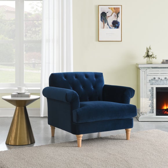 Blue velvet chair deals dunelm