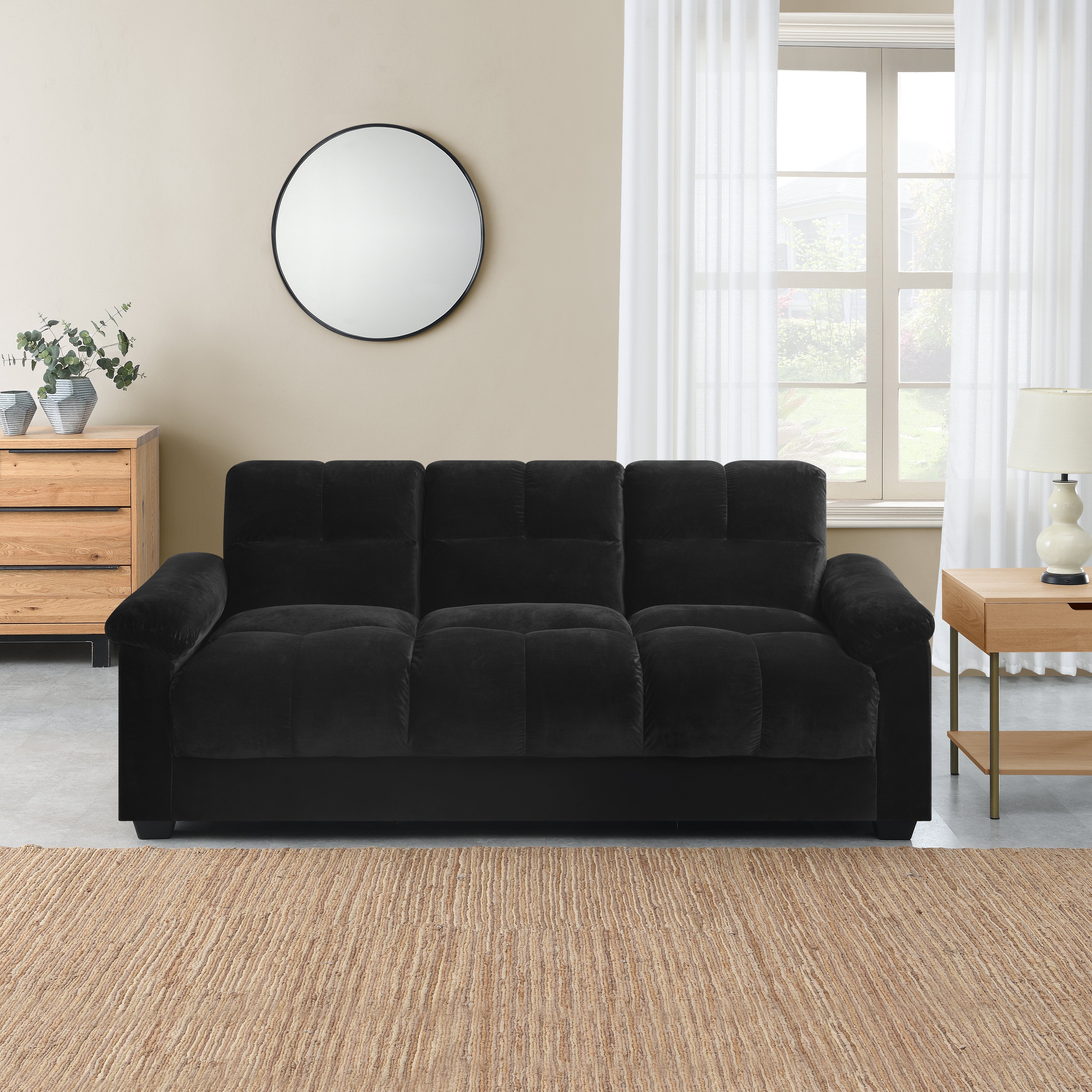 Margo Velvet Sofa Bed With Storage Black