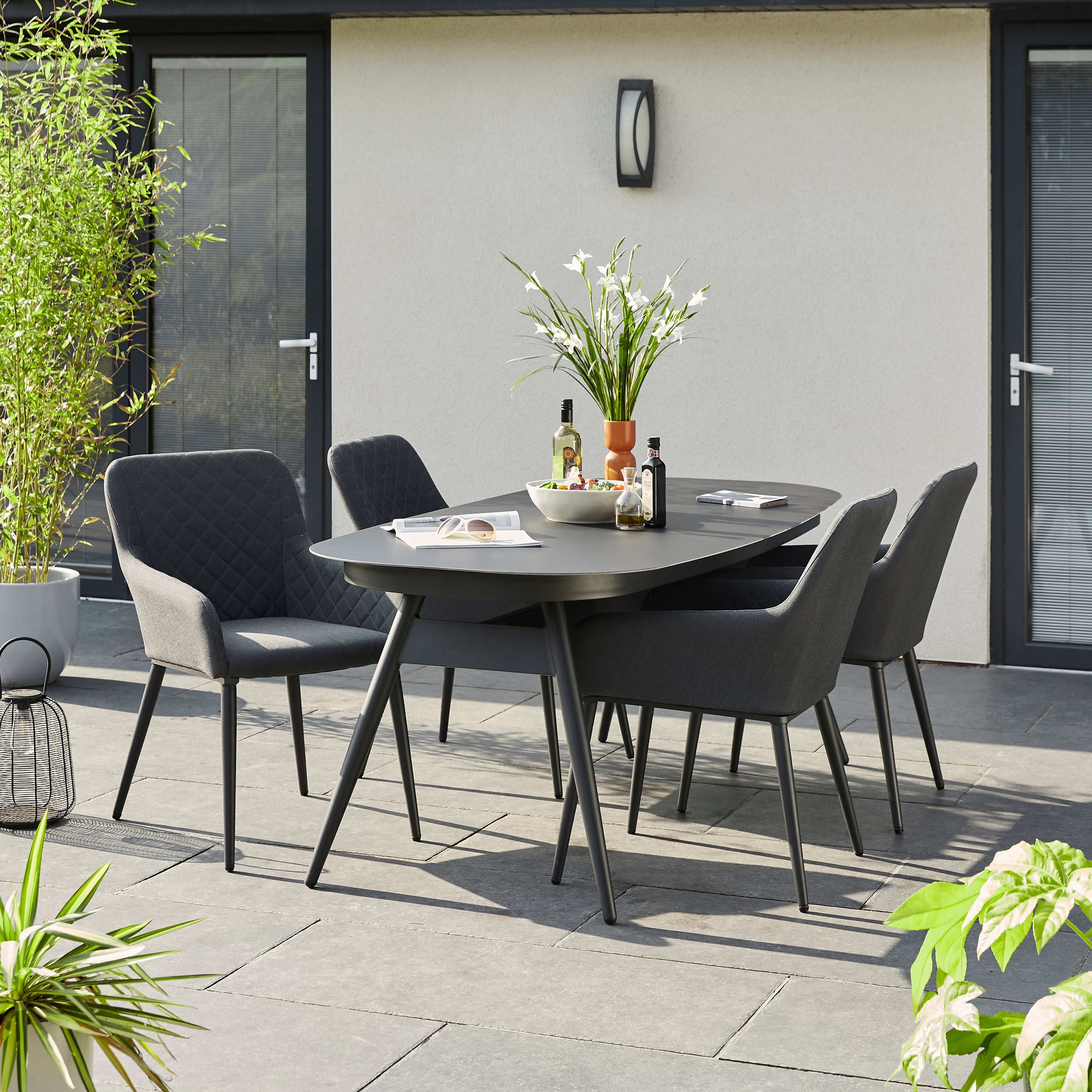 Outdoor Fabric Dining Set Charcoal Grey
