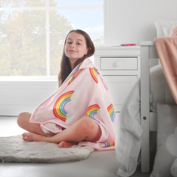 Catherine Lansfield Rainbow Hearts Spannbetttuch – Kuschel-Fleece Für Einzelbett 90x190 Cm (Rosa)