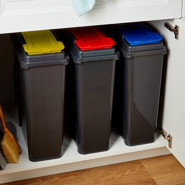 Wham 25L Set of 3 Recycling Bins with Red, Blue, & Yellow Lids image 1 of 6