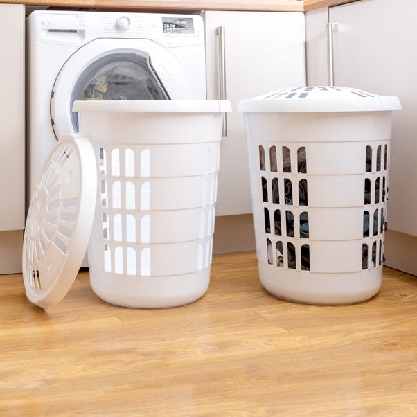 Wham Casa Set of 2 Round Plastic Laundry Hampers image 1 of 4