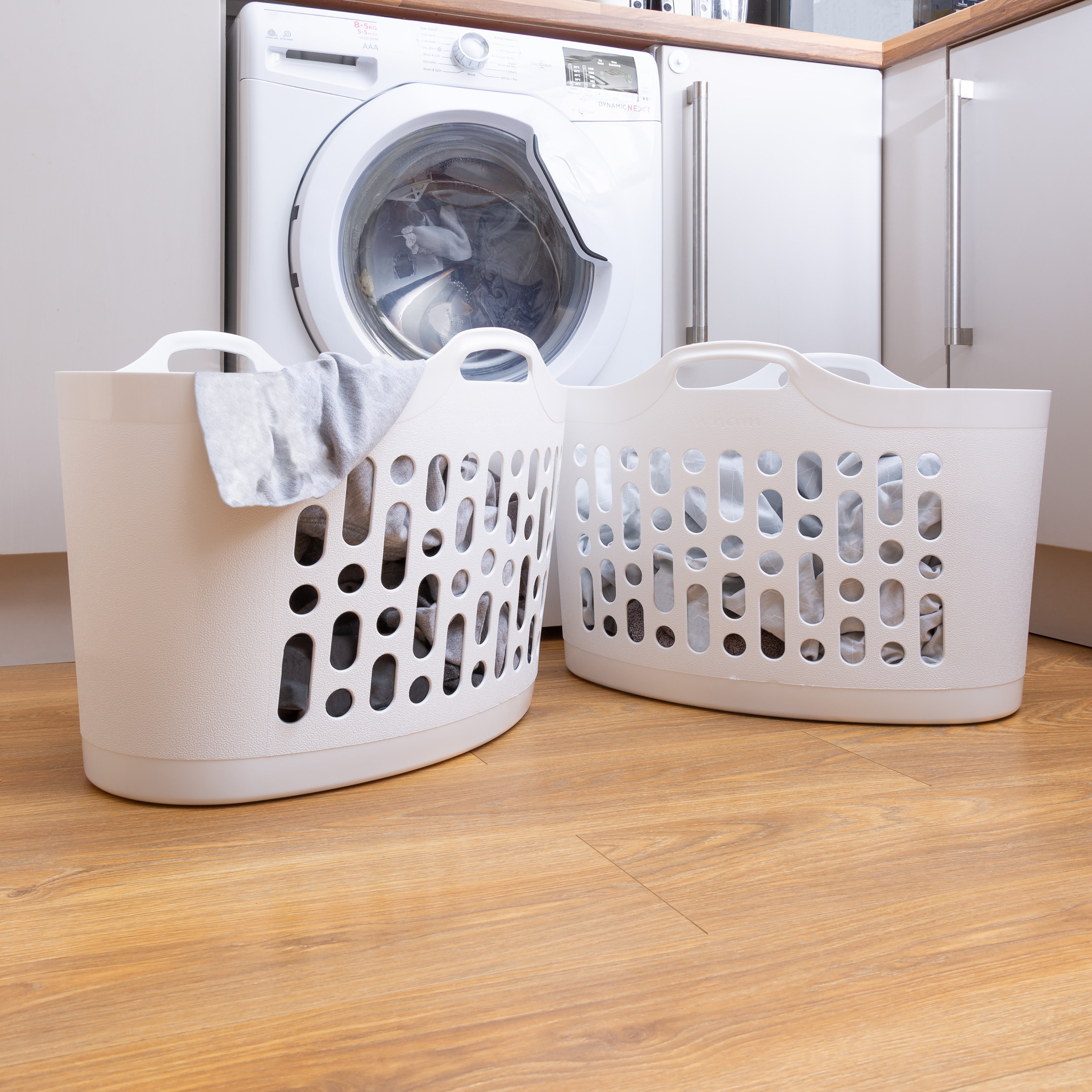 Photos - Cleaning Agent Wham 50L Set of 2 Plastic Flexi Laundry Baskets White 