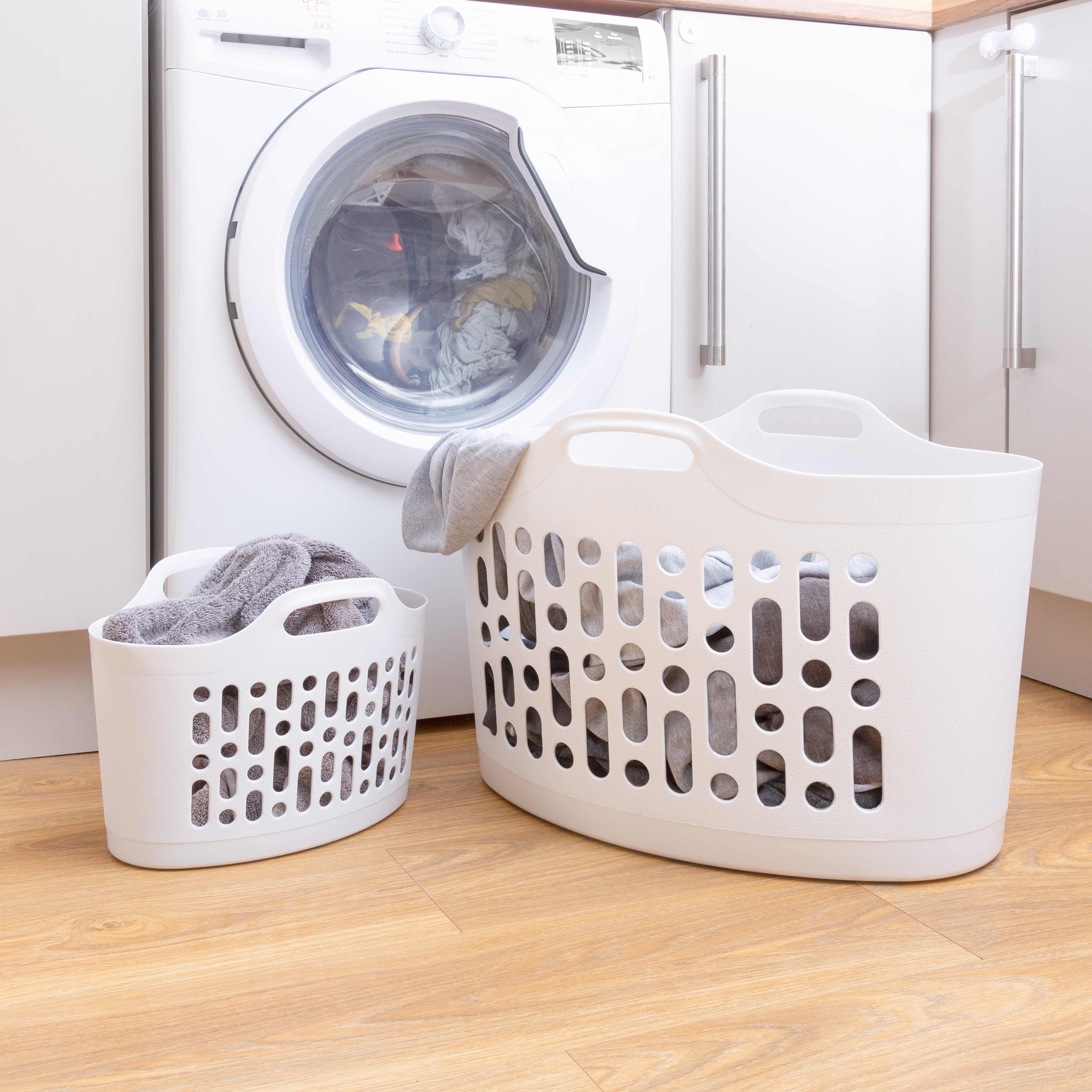 Wham 8/50L Set of 2 Plastic Flexi Laundry Baskets