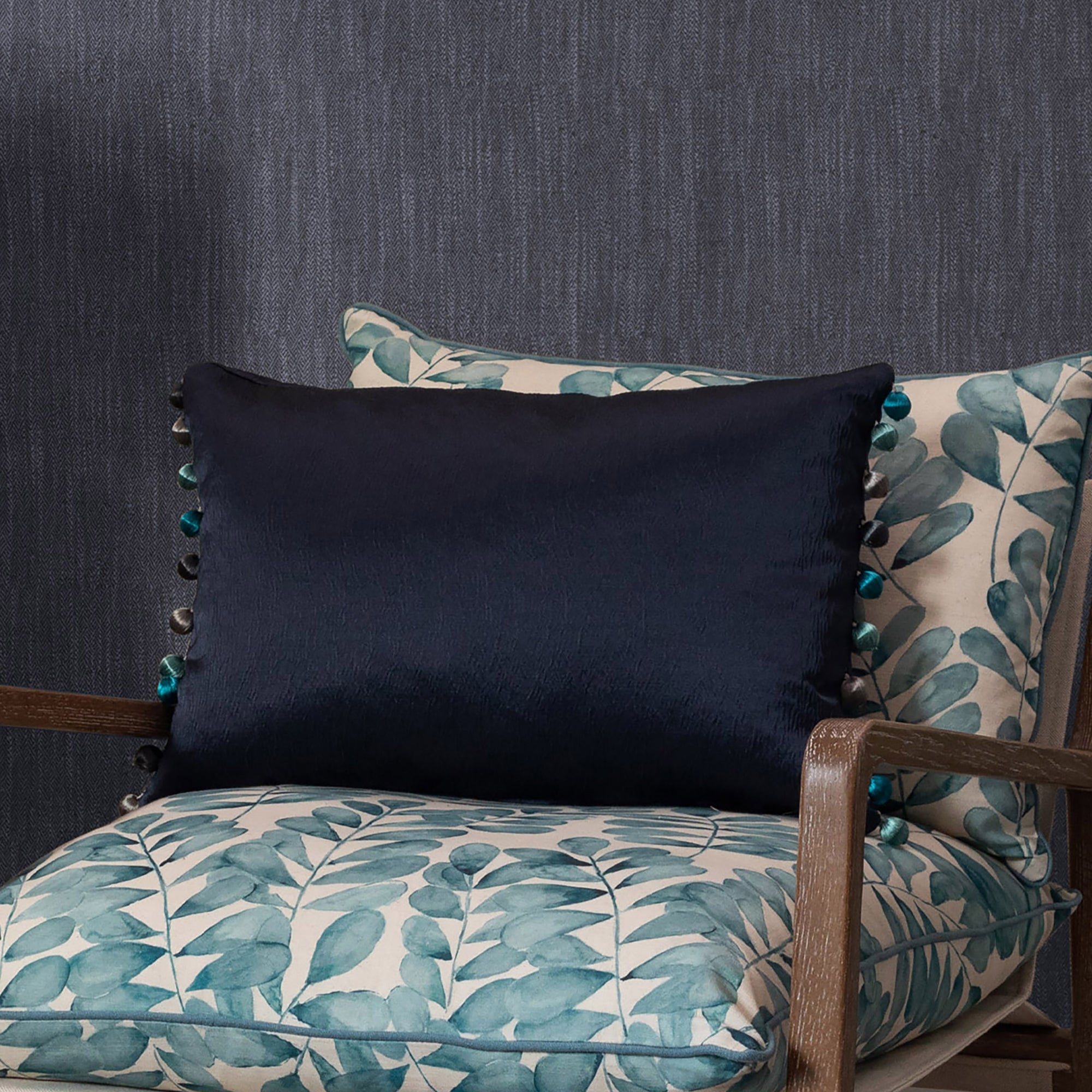 Glaze Cotton Rectangle Cushion Glaze Navy