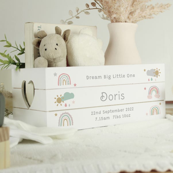 Personalised Rainbow Wooden Crate image 1 of 4
