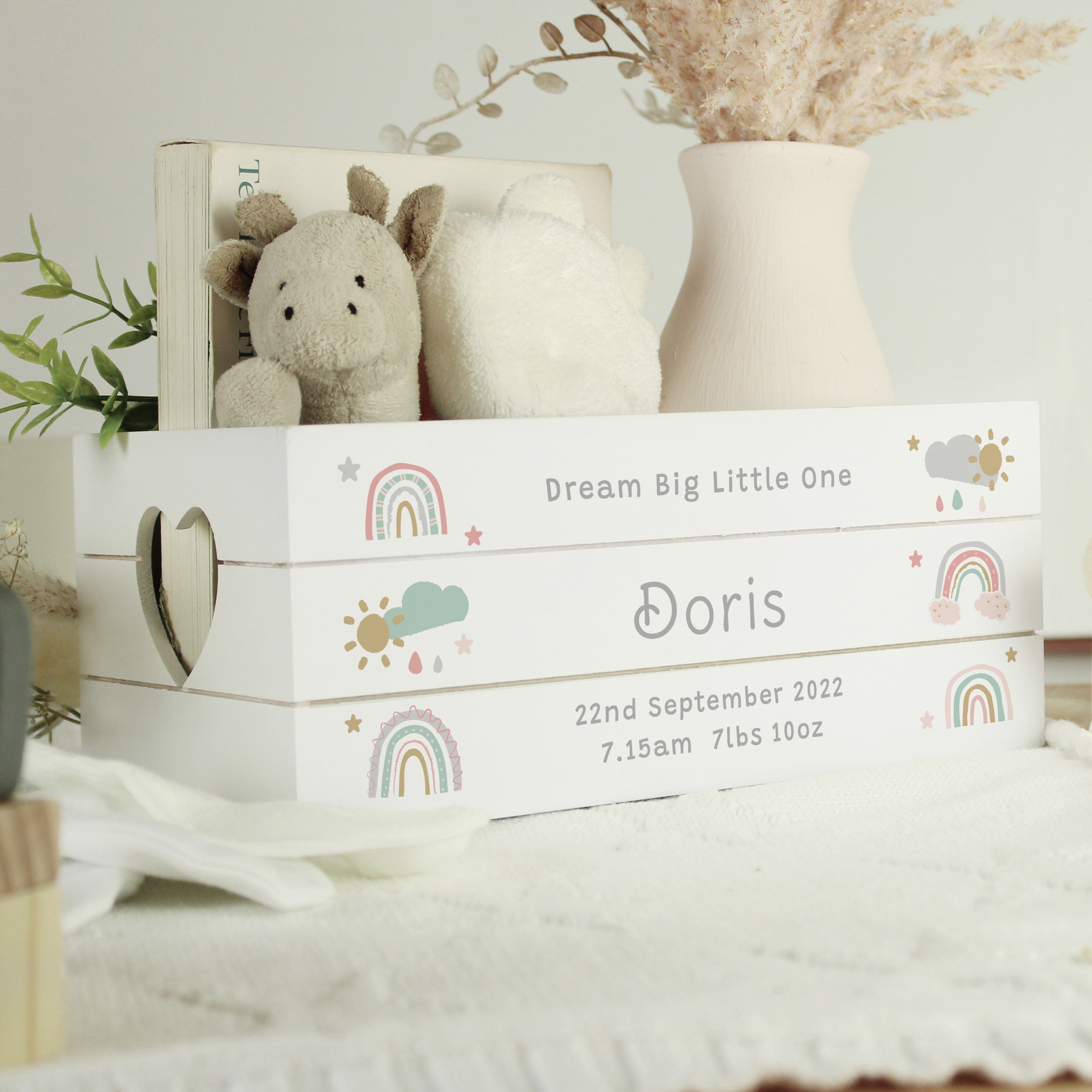 Personalised Rainbow Wooden Crate