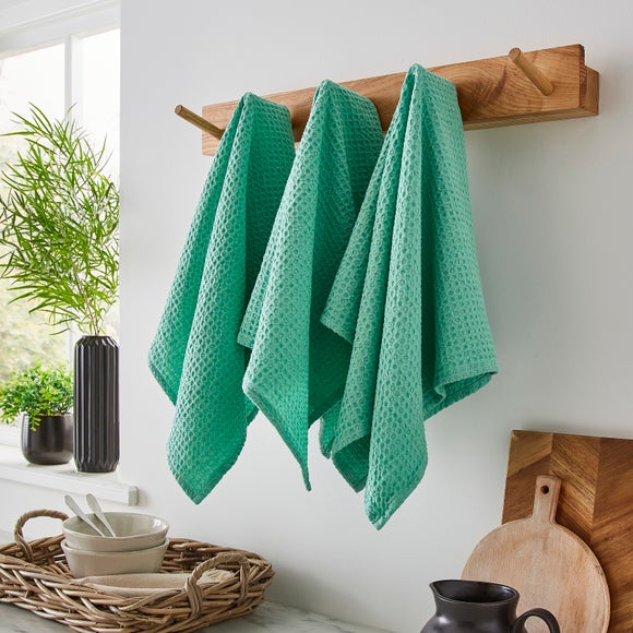 Set of 3 Recycled Waffle Tea Towel Dunelm