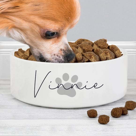 Personalised Paw Print Medium Ceramic Pet Bowl