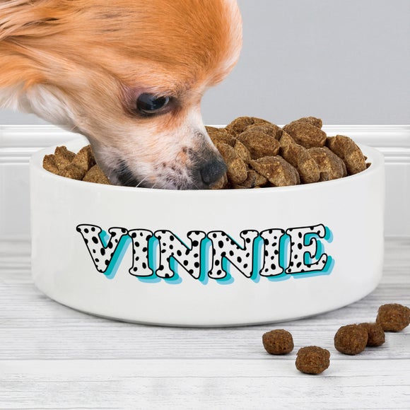 Personalised Spotty Name Ceramic Pet Bowl