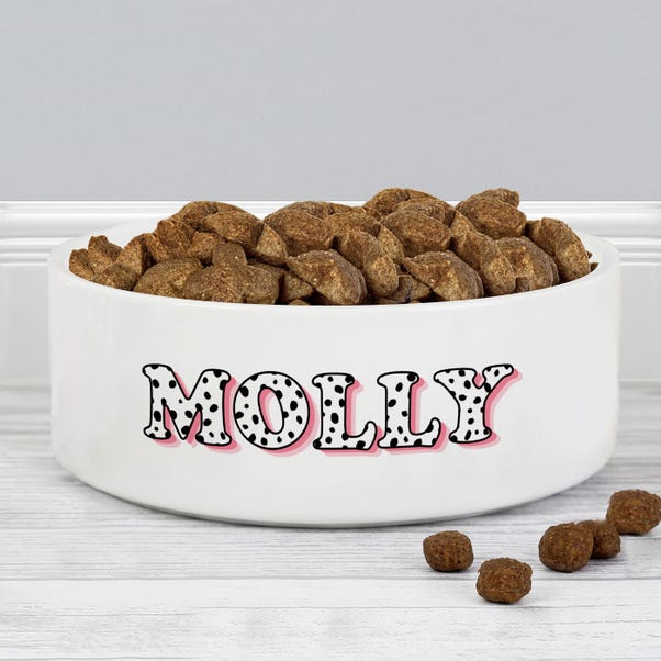 Personalised Spotty Name Ceramic Pet Bowl image 1 of 4