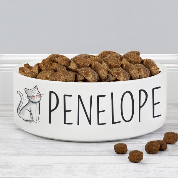  Personalised Scribble Cat Medium Ceramic Pet Bowl  image 1 of 4