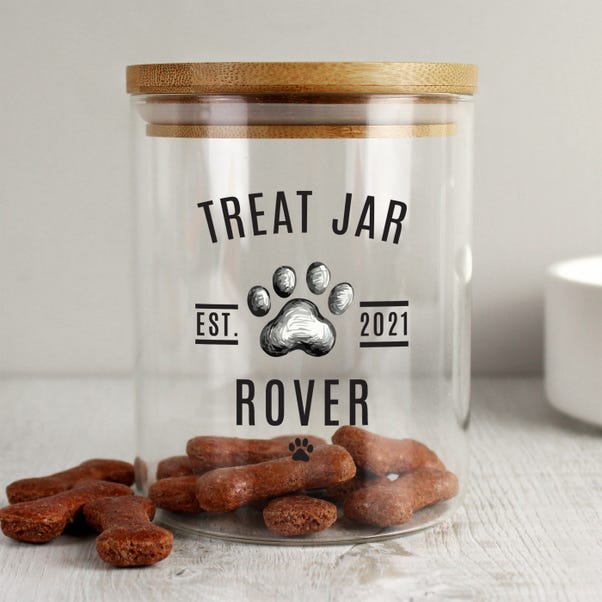  Personalised Pet Treat Glass Jar with Bamboo Lid  image 1 of 4