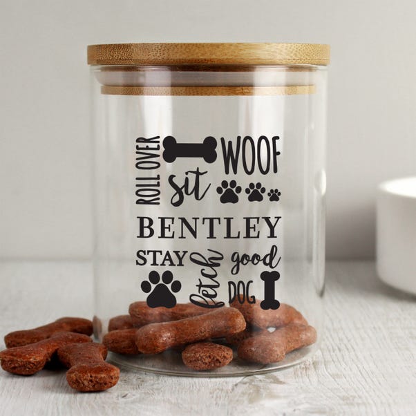 Personalised Glass Dog Treat Jar with Bamboo Lid  image 1 of 4
