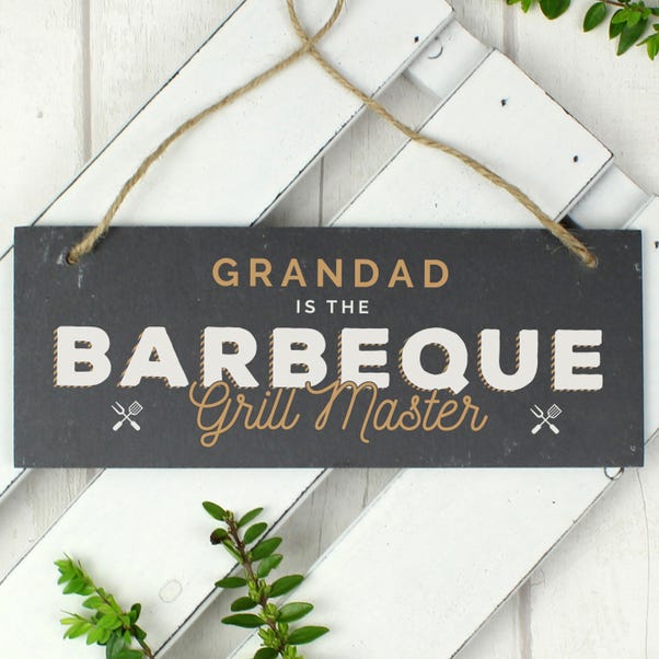 Personalised Barbeque Grill Master Printed Hanging Slate Plaque image 1 of 4