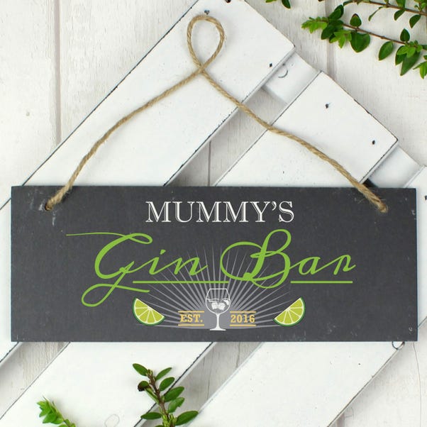 Personalised Gin Bar Printed Hanging Slate Plaque image 1 of 4