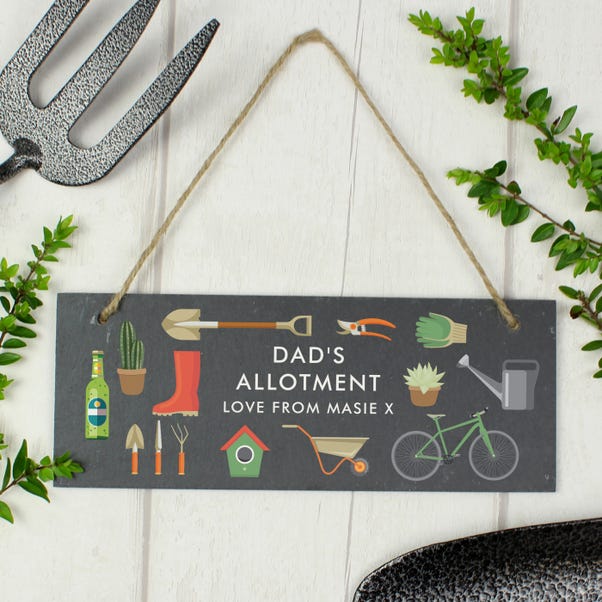 Personalised Garden Printed Hanging Slate Plaque image 1 of 4