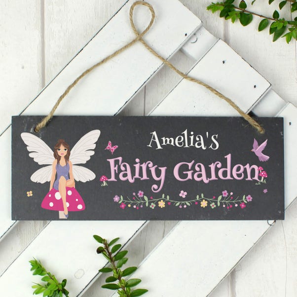 Personalised Fairy Garden Printed Hanging Slate Plaque image 1 of 4